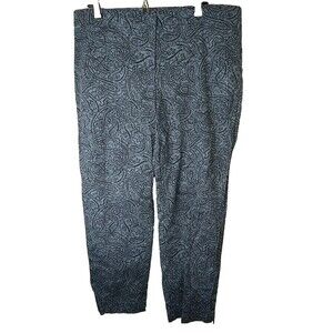 J. Jill Woman 16 Blue Paisley Chino Ankle Flat Front Pants